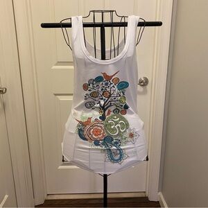 Prana White Tank Top with Colorful Graphic
